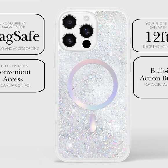 kate spade Case for Apple iPhone 16 Pro Max, Liquid Glitter Waterfall - Picture 2 of 7